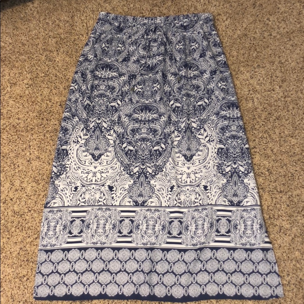 Blue and White Long Skirt